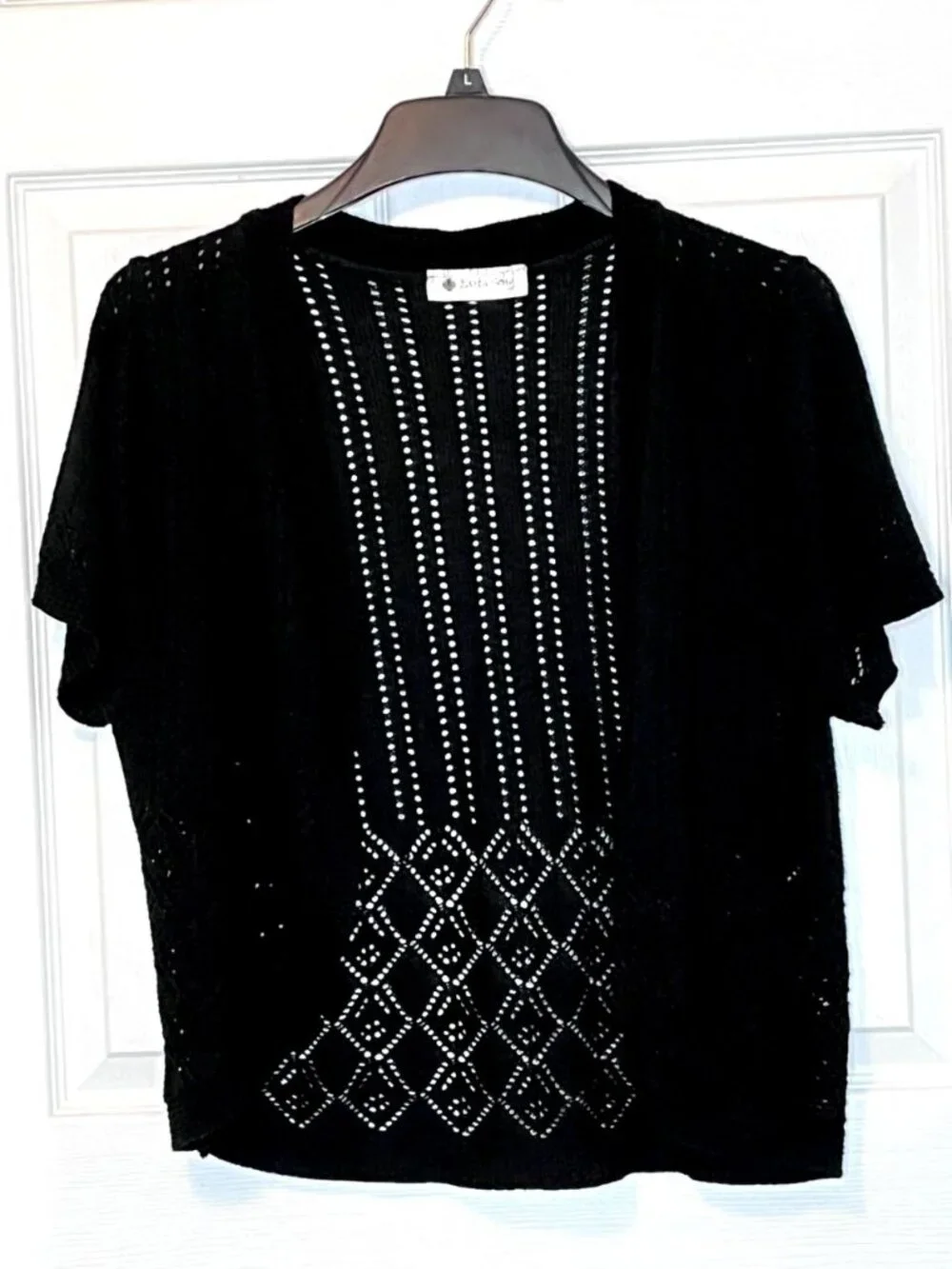 Open Knit Cardigan Shrug size M Fairy Grunge Whimsigoth Black made in USA